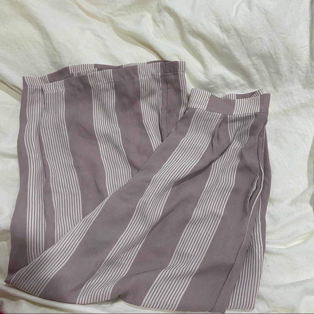 leith striped high waisted wide leg pants